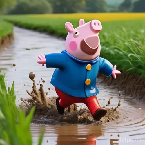 페파피그 유머 코드 분석 - **Prompt 1: Joyful Puddle Jumping Adventure**
    "A vibrant, cartoonish illustration of Peppa Pig a...