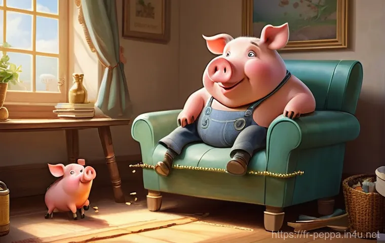 페파피그 유머 코드 분석 - **Prompt 1: Joyful Puddle Jumping Adventure**
    "A vibrant, cartoonish illustration of Peppa Pig a...