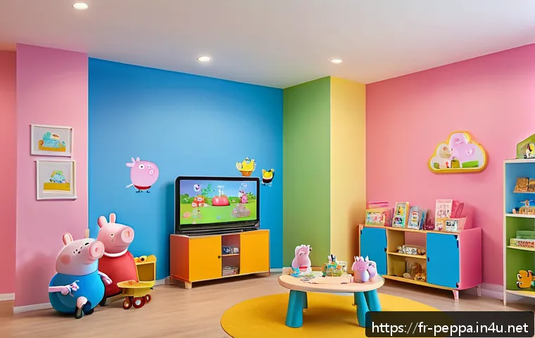 페파피그 온라인 게임 소개 - A cheerful, colorful digital playroom designed for toddlers featuring Peppa Pig characters on intera...