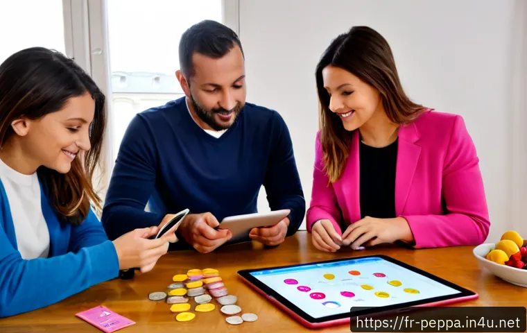페파피그 마케팅 전략 - Photorealistic French marketing team in a bright Paris creative studio, reviewing colorful unbranded...